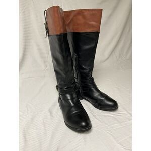 Grammercy Solanz Women's  Sz 8.5 Black Brown Two-Tone Knee‎ High Dress Boots